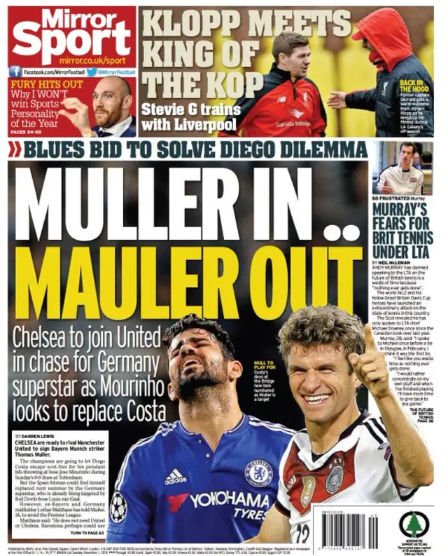 Tuesday's Daily Mirror