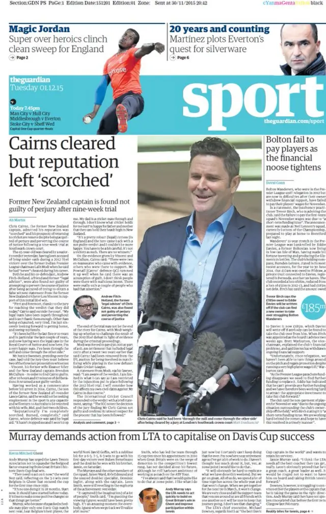 Monday's Guardian back page