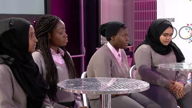 School pupils watching the debate