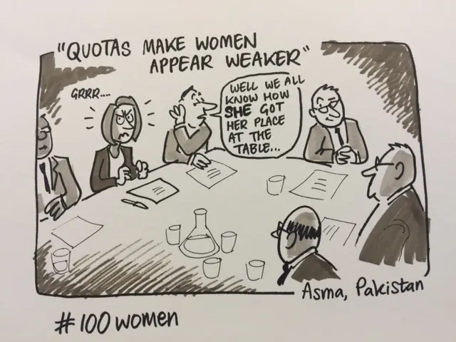 Cartoon satirising women-centric quotas