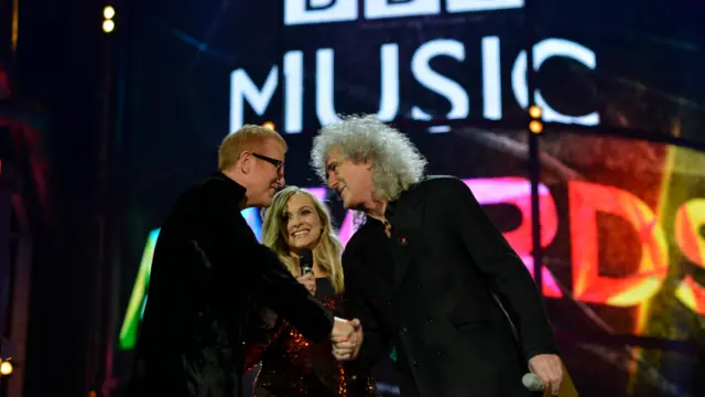 Brian May arrives on stage
