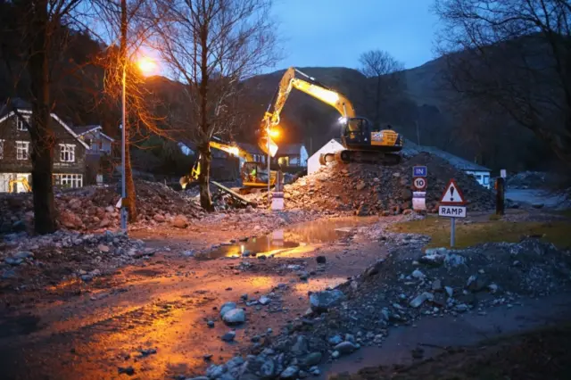 Digger working in Glenridding