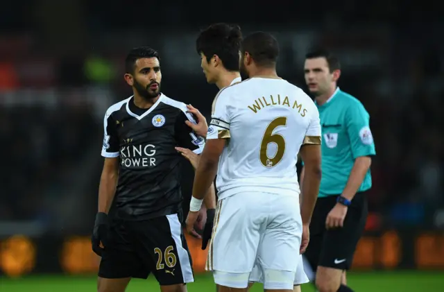 Riyad Mahrez and Ashley Williams