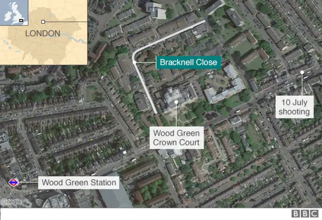 Map of fatal shootings in Wood Green