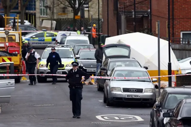 The scene of the shooting in Wood Green