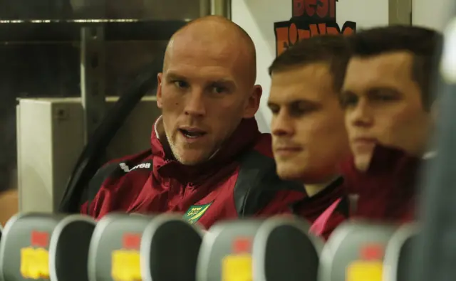 John Ruddy on the bench for Norwich