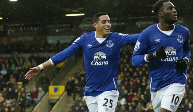 Romelu Lukaku celebrates