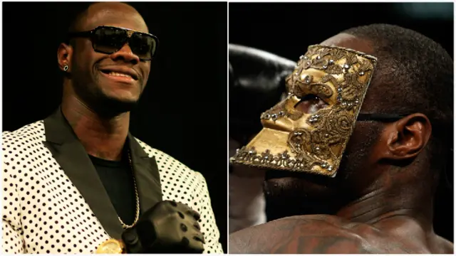 Deontay Wilder in a white suit