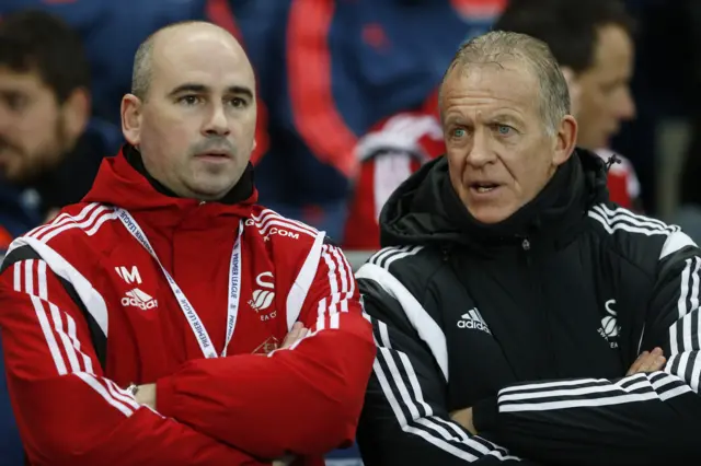 Swansea caretaker manager Alan Curtis in the dugout