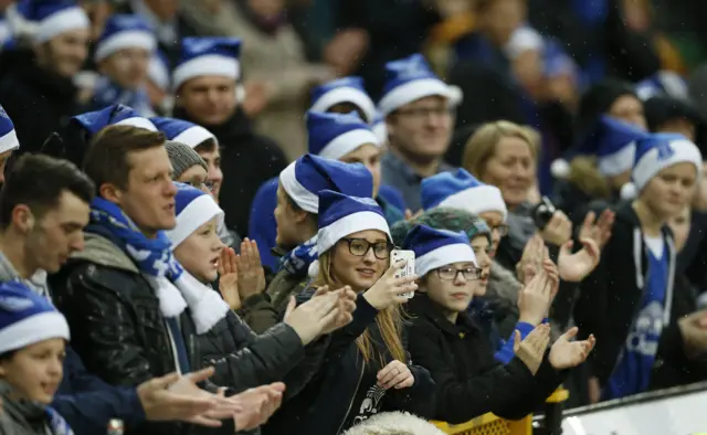 Everton fans at Carrow Road