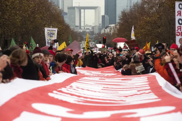 protesters with banner