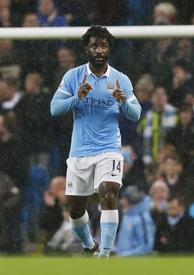 Wilfried Bony celebrates scoring the opening goal