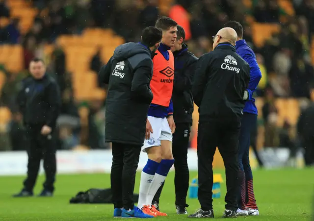 John Stones receiving treatment in the warm up