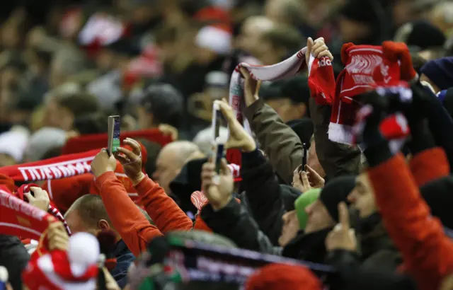 Liverpool fans inside Anfield