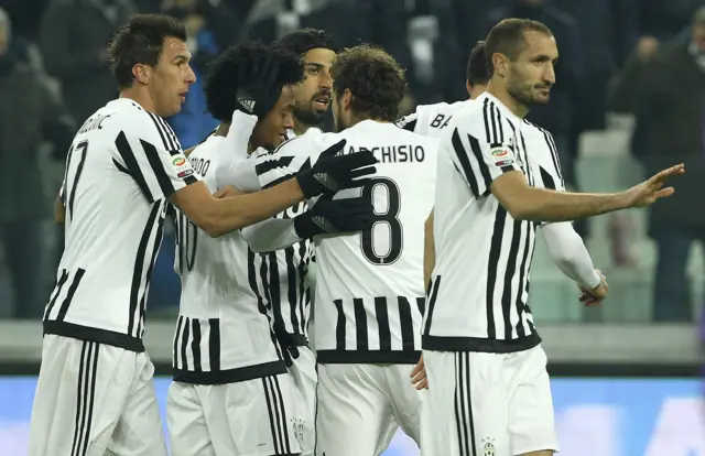 Juventus celebrate scoring