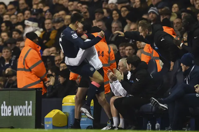 The Newcastle bench celebrate