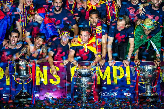 Barcelona celebrate winning the Champions League