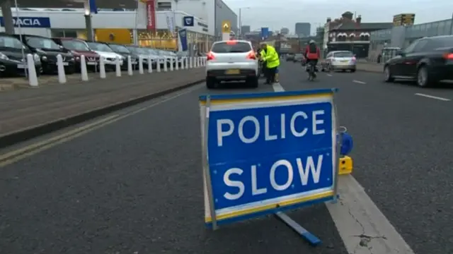 Police breath testing drivers in Birmingham