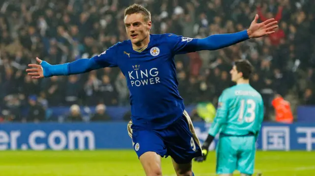 Jamie Vardy celebrates