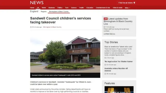 Sandwell Council children's services facing takeover