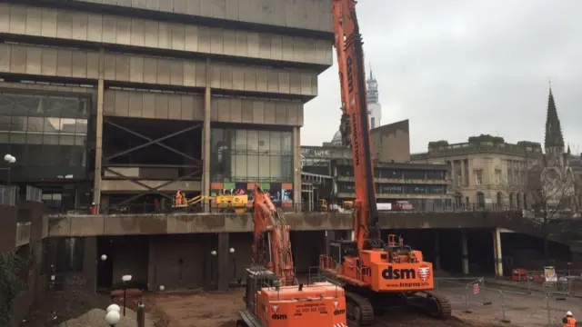 Bulldozers at Birmingham Central Library