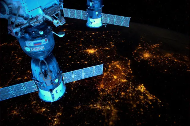 View from the Space Station over Europe at night