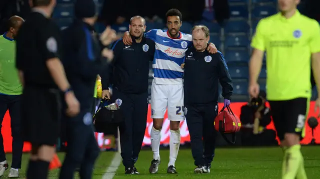 James Perch leaves the field injured