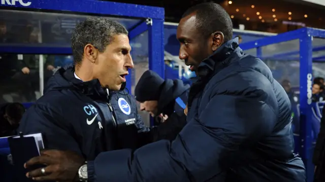 Chris Hughton and QPR Manager Jimmy Floyd