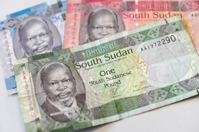 South Sudanese pound notes depicting freedom fighter John Garang