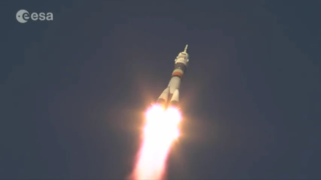 Tim Peake blasts off