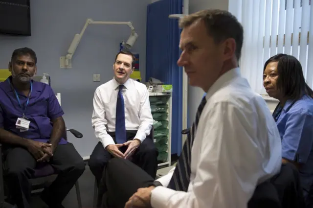 George Osborne and Jeremy Hunt on a recent visit to a GP's surgery