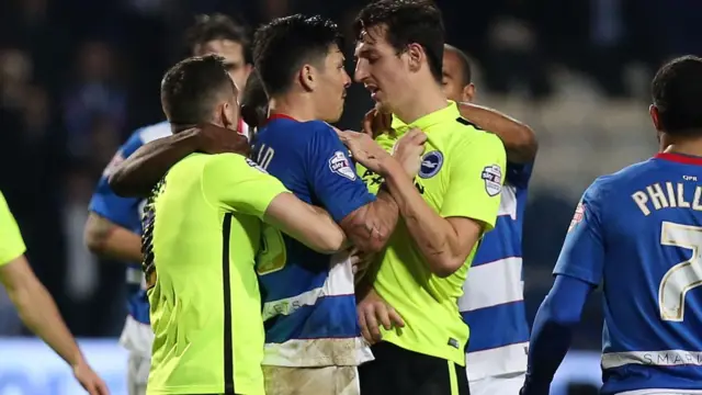 Lewis Dunk and QPR's Alejandro Furling clash