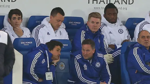 Chelsea players on bench