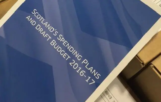 Front cover of Scotland's draft budget document