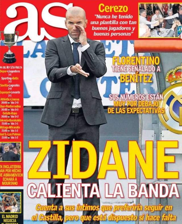 AS Sports paper and Zinedine Zidane