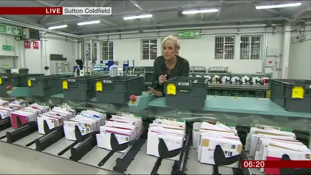 Steph McGovern at a sorting office