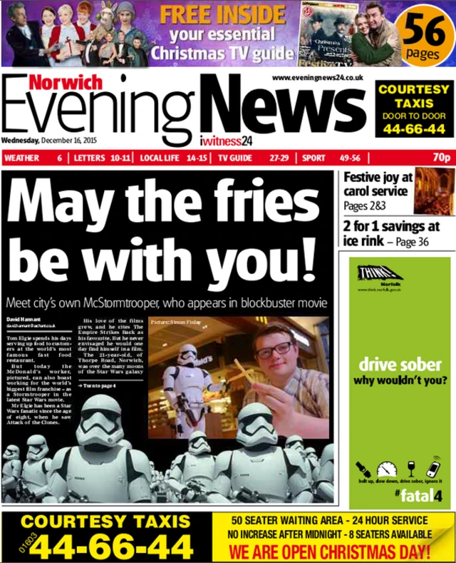 Back page of newspaper