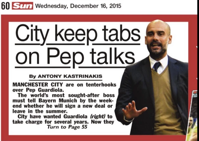 The Sun and Pep Guardiola