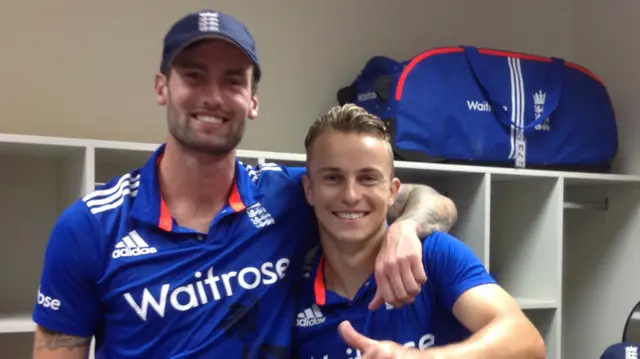 Tom Curran (right) with teammate Reece Topley