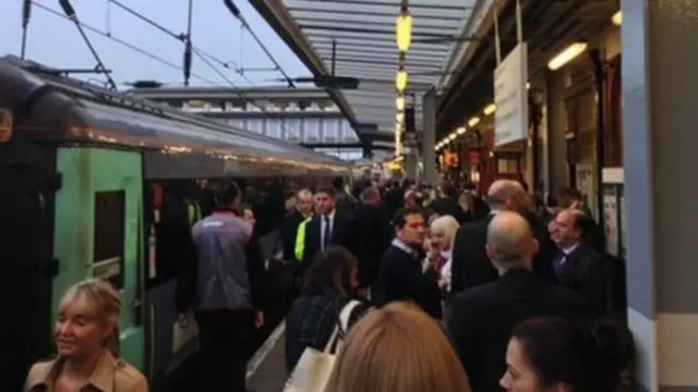 Crowded train platform