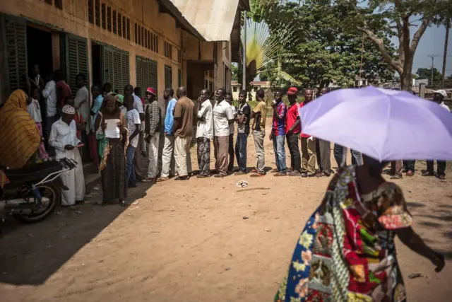 People queuing in Central African Republic vote