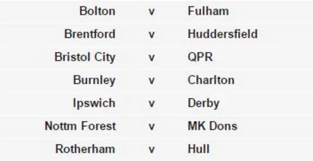 Saturday fixtures