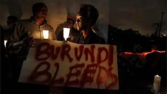 Banner saying Burundi bleeds