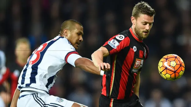 Bournemouth defender Simon Francis and West Brom striker Salomon Rondon