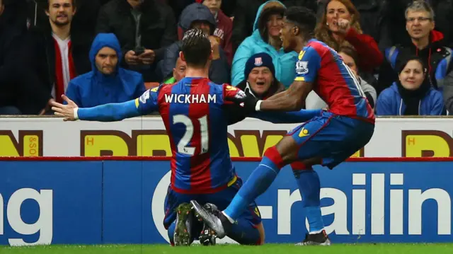 Connor Wickham celebrates his opener for Crystal Palace