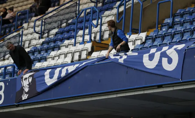 Jose Mourinho banner at Stamford Bridge