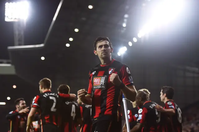 Charlie Daniels celebrates his winner for Bournemouth