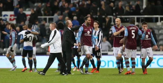 Newcastle United and Aston Villa fans at full-time