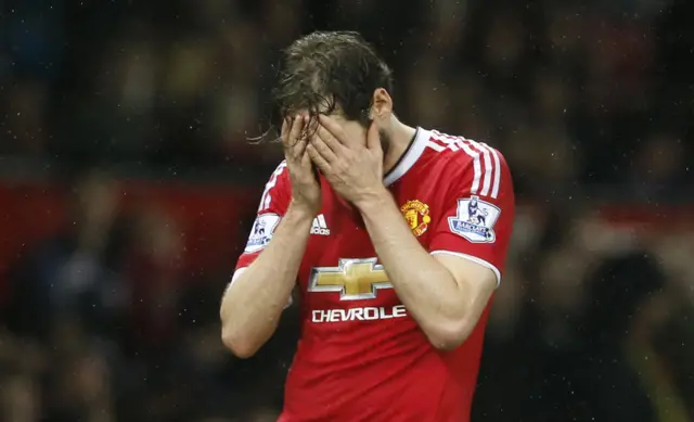 Daley Blind dejected after Manchester United lose to Norwich at home