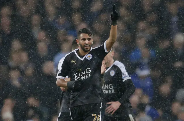 Riyad Mahrez celebrates the opening goal